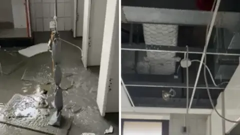 Elaine McGinty A floor with debris scattered