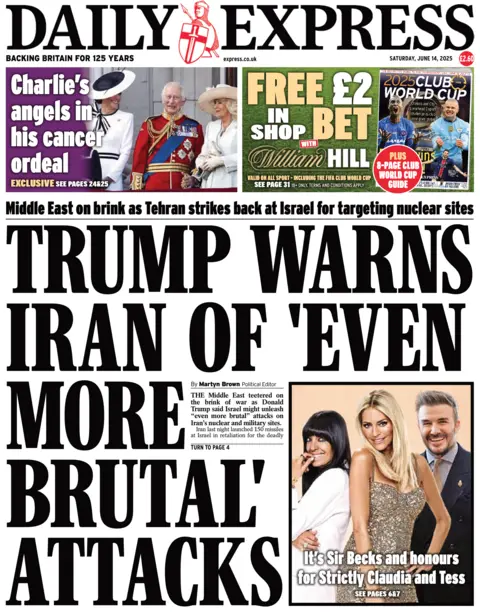 The front page of the Daily Express.