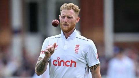 England captain Ben Stokes prepares to bowl in the first Test against West Indies