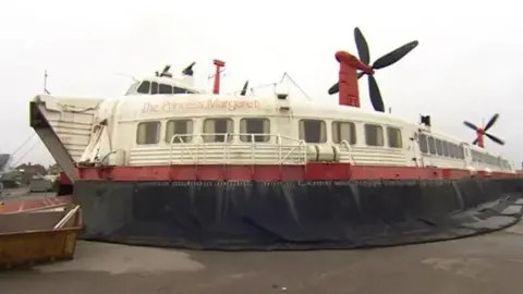 The Princess Margaret cross-channel hovercraft - it is in poor condition