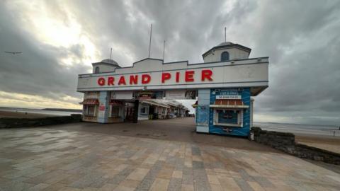 Weston-Super-Mare Grand Pier with cloudy skies