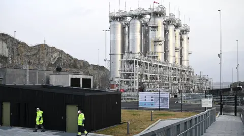 A general view of the Northern Lights Carbon Capture and Storage facilities, during a visit of the British Prime Minister to discuss climate and energy cooperation in Bergen, Norway, on December 16, 2024.