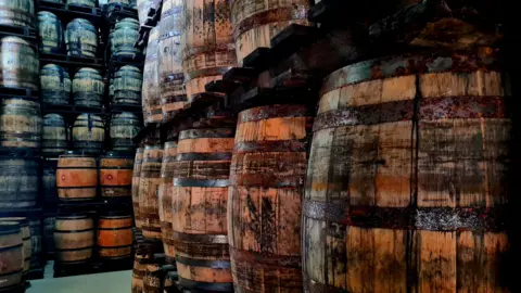 Getty Images Rum barrels stacked upon eachother