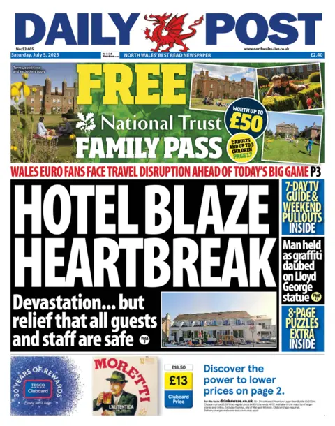 Daily Post Daily Post front page headline: Hotel blaze heartbreak