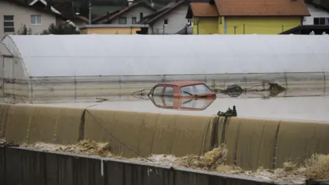 A view of flooded areas in the cities of Jablanica, Konjic, Fojnica and Kresevo