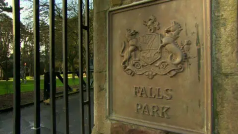 BBC The gates and sign for Falls Park 