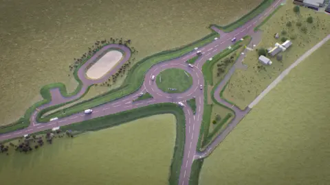 Aberdeenshire Council Computer-generated image showing the proposed roundabout from above.