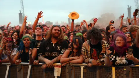 Getty Images The crowd at the barrier at Reading Festival 2025