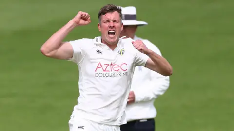 Jake Ball takes a wicket for Durham