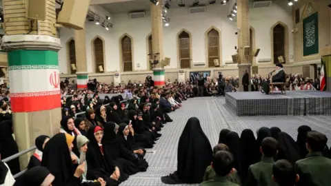 Handout via Reuters Iran's Supreme Leader Ayatollah Ali Khamenei speaks during a meeting with students in Tehran, Iran, 2 November 2024.