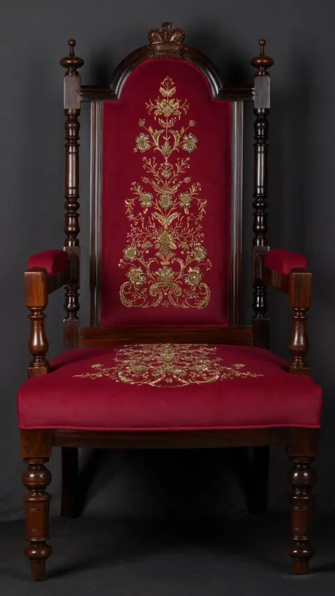 Vivek Gandhi An imposing Anglo-Indian-style throne chair traditionally used monarchs or religious leaders to symbolise power and authority