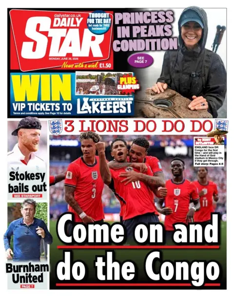 "Come on and do the Congo" reads the headline on the front page of the Daily Star.