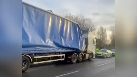 Lorry bridge strike