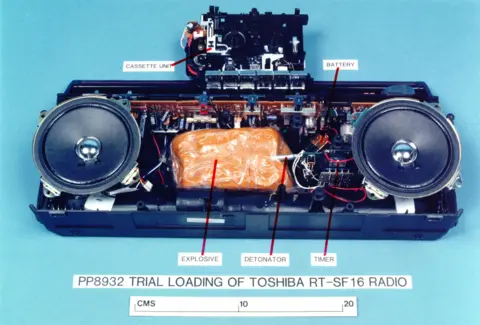 Getty Images A Mock-Up Of The Explosives-Loaded Toshiba Cassette Recorder Which Blew Up Pan Am Flight 103 Over Lockerbie In 1988 Is On Display January 31, 2001 In Edinburgh, Scotland. 