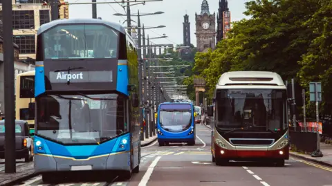 Buses in Princes Street, Edinburgh