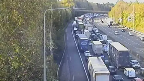 An image of a traffic jam on the M1