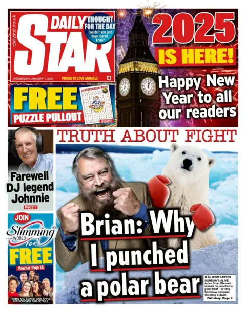 'Brian: Why I punched a polar bear' is on the front page of the Daily Star.