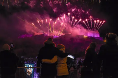 Getty Images fireworks in the sky over the castle