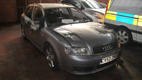 South Wales Police Burnt out Audi