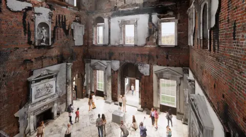 A CGI image of plans for The Great Hall at Clandon Park