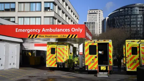 File photo of ambulances parked outside St Thomas' A&E.