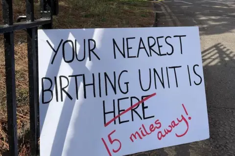 Hayley Edwards A protest sign at St Peter's Hospital in Maldon