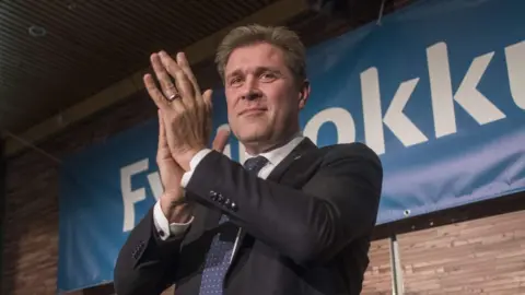 AFP/Getty Mr Benediktsson of the Independence Party, Oct 28
