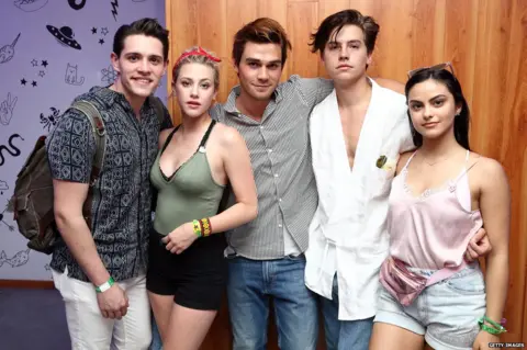 Getty Images Casey Cott, Lili Reinhart, KJ Apa, Cole Sprouse and Camila Mendes