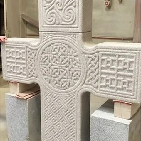 This replica St Patrick's Cross is to be erected yards from the saint's grave