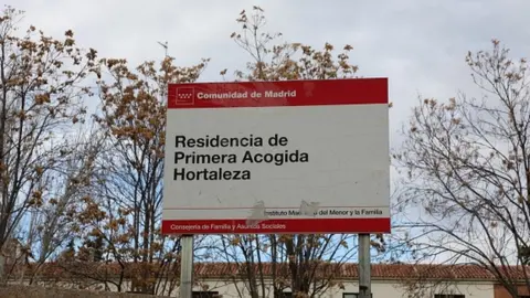 Getty Images A sign at the entrance of the Centre of Minors of Hortaleza in Madrid