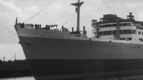 Getty Images City of Benares at its launch in 1936
