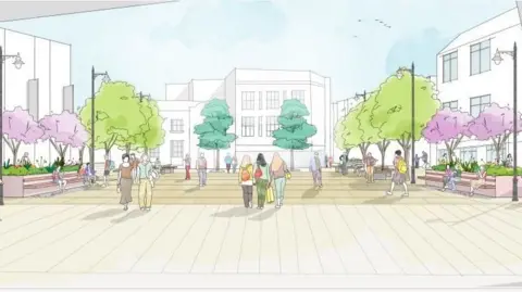 Great Yarmouth Borough Council Artists impression of completed market place