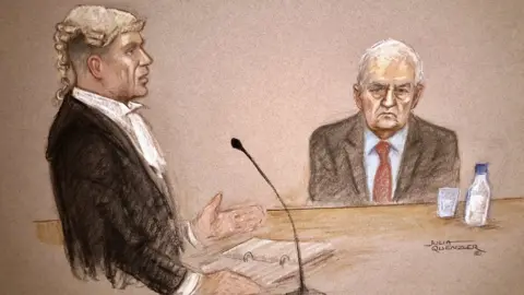 Julia Quenzler Courtroom sketch / court drawing by Julia Quenzler of Ben Myers QC (left)and David Duckenfield