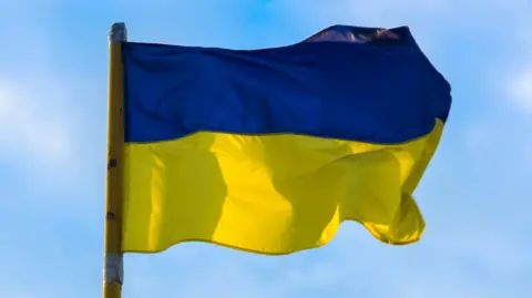 A Ukrainian flag
