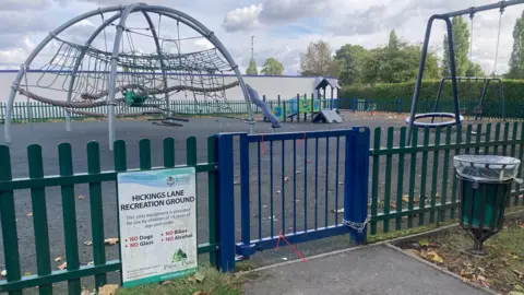 Hickings Lane Recreation Ground padlocked shut and awaiting repair