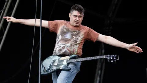 Steve Albini of Shellac performs on stage during day three of Primavera Sound Madrid 2023 on June 10, 2023 in Madrid, Spain.