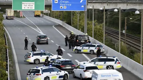 EPA Police barrier near the Oresund bridge