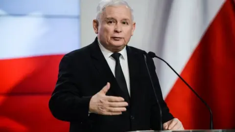 EPA Leader of the ruling Law and Justice (PiS) party Jaroslaw Kaczynski in January 2018