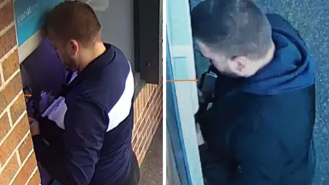 Nottinghamshire Police Felix Urcaciu using his bank card at a machine he and his brother had targeted