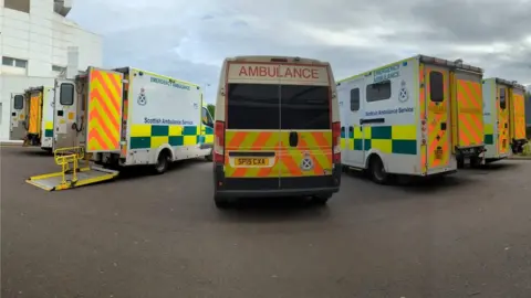 Ambulances parked outside the Royal Infirmary of Edinburgh on 4 May