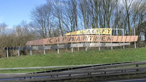 Carmarthen road sign