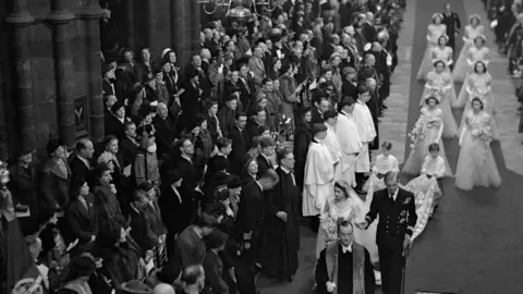 PA Media The Royal Wedding at Westminster Abbey in 1947