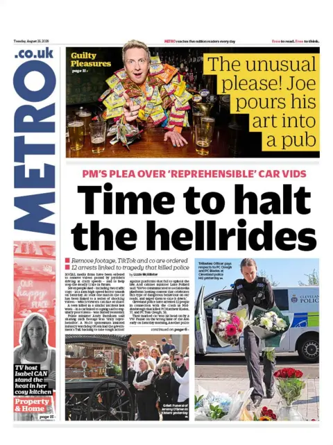 The headline on the front page of the Metro reads: “Time to halt the hellrides".