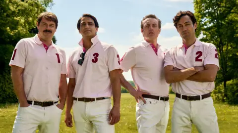 Danny Dyer as Freddie Jones, Luca Pasqualino as Bas Baddingham, Brendan Patricks as Henry Hampshire and Alex Hassell as Rupert Campbell-Black. 