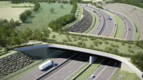 A image of one of the grass bridge on the new A417 link.