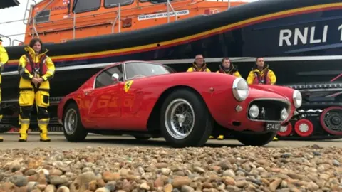 BBC Red Ferrari and Lifeboat and crew