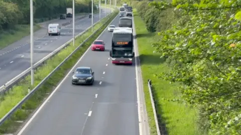 Coaches on A63 heading to London