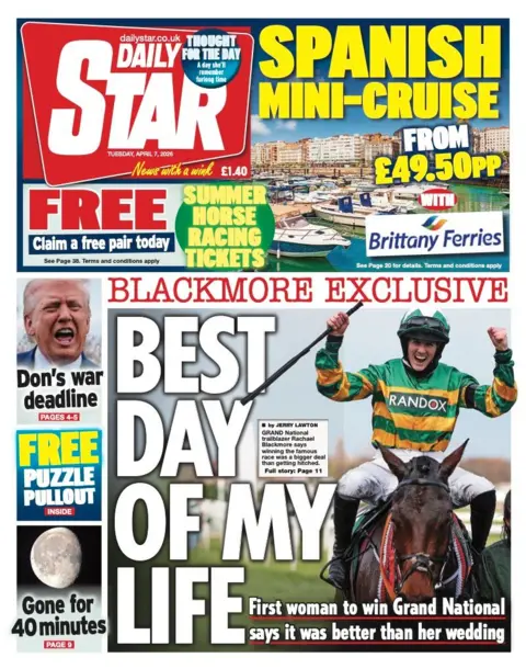 The headline on the front page of the Star reads: “Best day of my life”.
