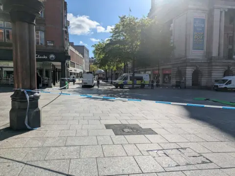 The cordon near the Council House in Old Market Square