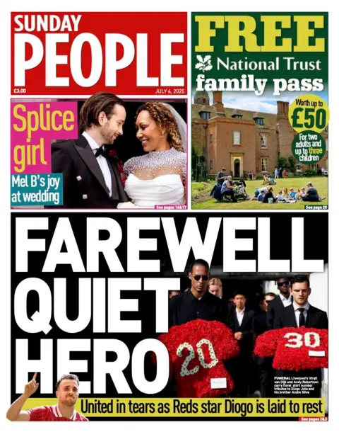 "Farewell quiet hero," is the headline on the front page of the Sunday People. 